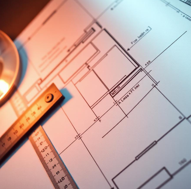 Architectural blueprints and measurements